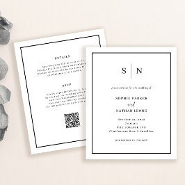 Minimal och Chic Budget QR Code Wedding bjudande