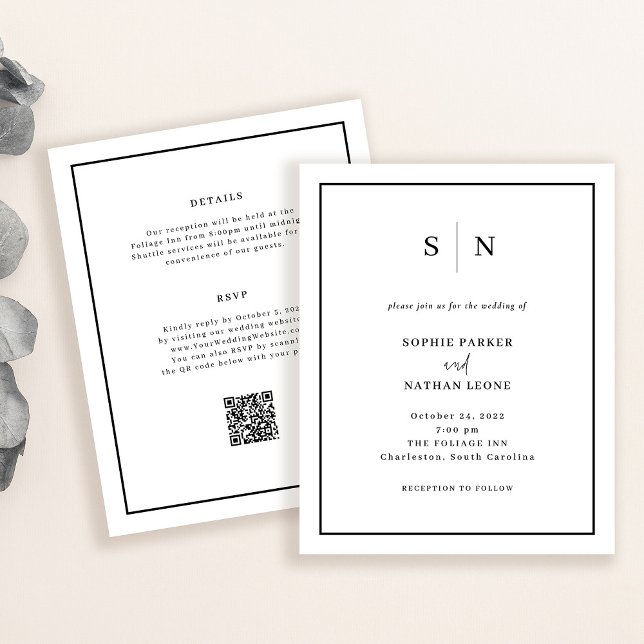 Minimal och Chic Budget QR Code Wedding bjudande (Skapare uppladdad)