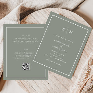 Minimal och Chic Budget QR Code Wedding bjudande