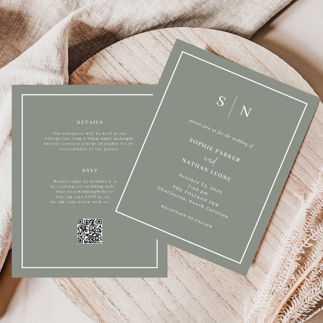 Minimal och Chic Budget QR Code Wedding bjudande (Skapare uppladdad)