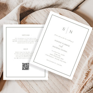 Minimal och Chic Budget QR Code Wedding bjudande