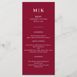 Minimal och Chic | Burgundy och White Bröllop Meny