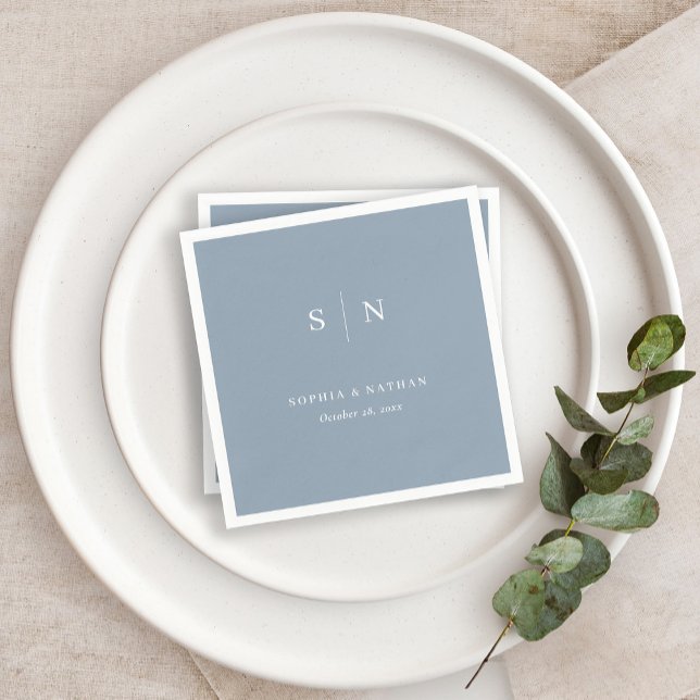 Minimal och Chic | Dusty Blue Bröllop Pappersservett (Skapare uppladdad)