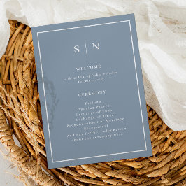 Minimal och Chic Dusty Blue med Gräns Bröllop Program
