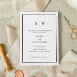 Minimal och Chic | Elegant efter Bröllop Brunch Inbjudningar<br><div class="desc">Den här eleganten,  de moderna bröllop brunchinbjudningarna,  har en enkel svart och vit minimalistisk textdesign,  med ett klassiskt ram vid gräns. Lägg till initialer eller monogram för att göra dem helt egna.</div>
