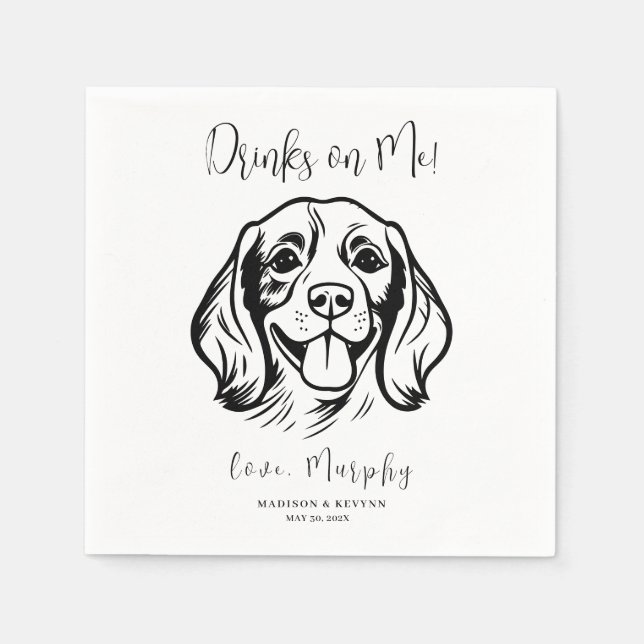 Minimal och Chic | Hund Bröllop Napkins Pappersservett (Framsidan)