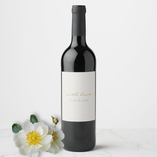 Minimal och Chic med Kärlek Gift Favor Vin-etikett Vinflaska Etikett (Skapare uppladdad)