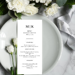 Minimal och Chic | Menu för Svarta och vita Bröllo Meny