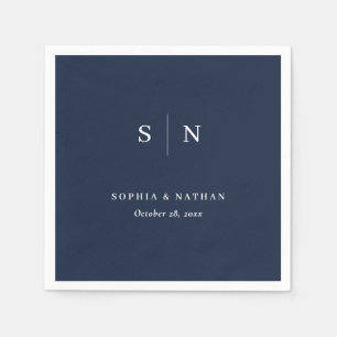 Minimal och Chic   Mörk Navy Blue Bröllop Pappersservett