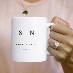 Minimal och Chic Par Monogram Bröllop Datum Kaffemugg