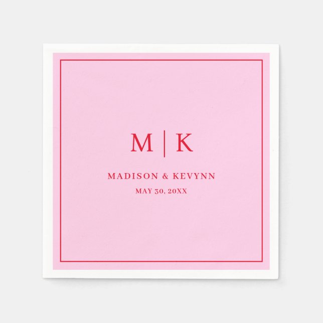 Minimal och Chic Red Rosa | Bröllop Napkins Pappersservett (Framsidan)