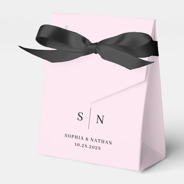 Minimal och Chic |  ROSA OCH SVART BRÖLLOP Presentaskar (Framsidan Sidan)