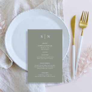 Minimal och Chic   Sage Grönt Bröllop Menu Flygblad