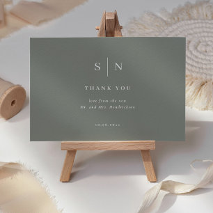 Minimal och Chic Sage Grönt och White Bröllop Tack Kort