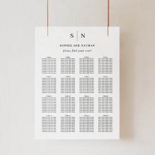 Minimal och Chic Sätesdiagram för Bröllop Poster