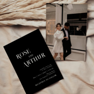 Minimal och chic svart och vitt inbjudningar