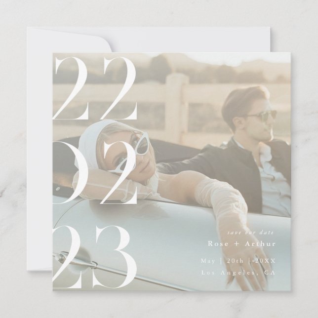 Minimal och chic svart och vitt Spara datumet (Framsida)