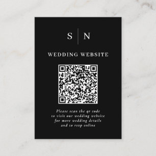 Minimal och Chic Svart QR-kod Bröllop Tilläggskort