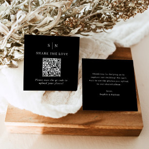 Minimal och Chic Svart QR-kod Kärlek Tilläggskort