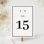 Minimal och Chic | Svarta och vita Gräns Bröllop Bordsnummer<br><div class="desc">Dessa eleganter,  de moderna bordsnumren i bröllop,  har en enkel svartvit minimalistisk textdesign,  med ett klassiskt ram vid gräns. Lägg till initialer eller monogram för att göra dem helt egna.</div>