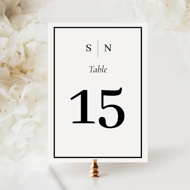 Minimal och Chic | Svarta och vita Gräns Bröllop Bordsnummer (A black and white, minimalist wedding table number)