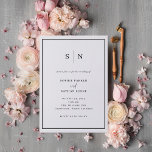 Minimal och Chic | Svarta och vita Gräns Bröllop Inbjudningar<br><div class="desc">Den här eleganten har moderna bröllopsinbjudningar en enkel svartvit minimalistisk textdesign,  med ett klassiskt ram vid gräns. Lägg till initialer eller monogram för att göra dem helt egna.</div>