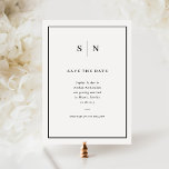 Minimal och Chic | Svarta och vita Gräns Bröllop Spara Datumet<br><div class="desc">Dessa eleganter,  moderna bröllop spara datum-kort,  har en enkel svartvit minimalistisk textdesign,  med ett klassiskt ram vid gräns. Lägg till initialer eller monogram för att göra dem helt egna.</div>