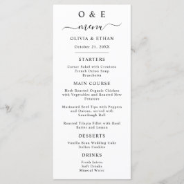 Minimal och Chic | Svartvit Bröllop-middag Meny