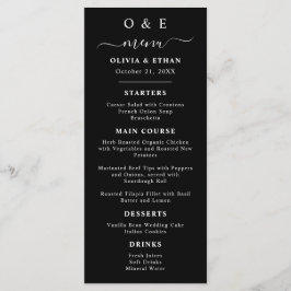 Minimal och Chic | Svartvit Bröllop-middag Meny