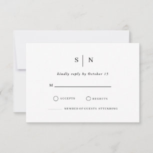 Minimal och Chic Svartvit Bröllop OSA Ca Kort