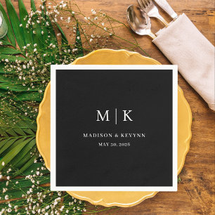Minimal och Chic Svartvit Bröllop Pappersservett