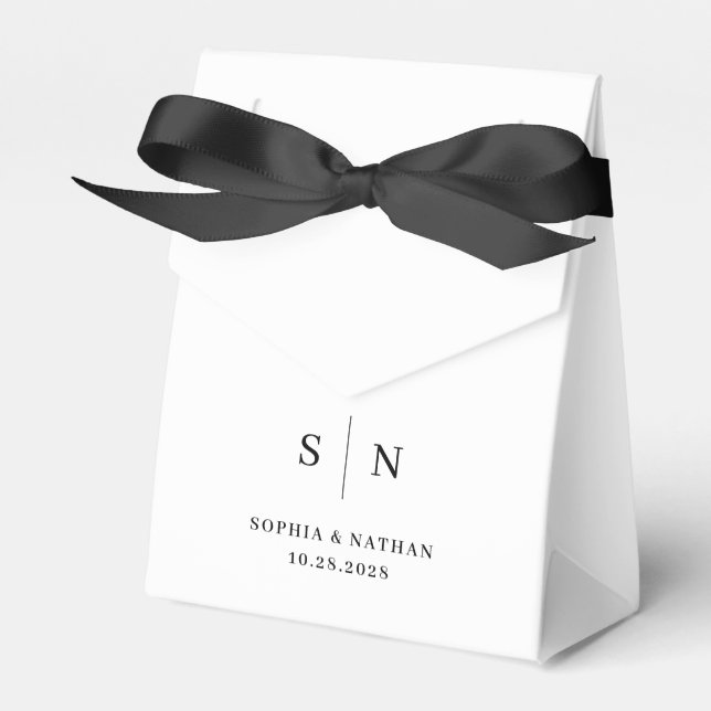 Minimal och Chic | Svartvit Bröllop Presentaskar (Framsidan Sidan)