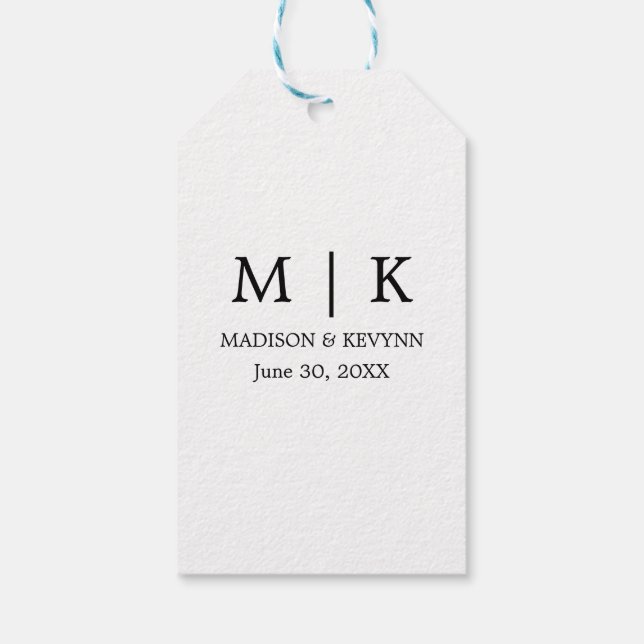 Minimal och Chic | Svartvit Bröllop Presentetikett (Baksidan)