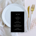 Minimal och Chic | Svartvit meny<br><div class="desc">Den här eleganten,  de moderna menykorten i bröllop eller menykorten för repetitionsmiddagar har en enkel terracotta och vit textdesign som utesluter minimalistiskt stil. Lägg till initialer eller monogram för att göra dem helt egna.</div>
