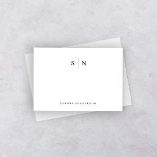 Minimal och Chic Svartvit monogram Anteckningskort