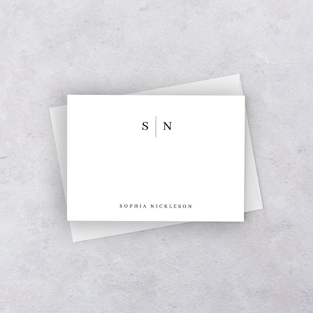 Minimal och Chic | Svartvit monogram Anteckningskort (Skapare uppladdad)