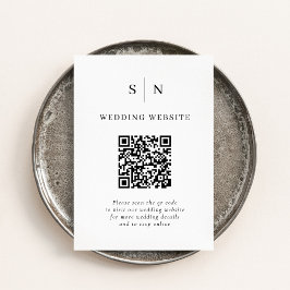 Minimal och Chic | Svartvit QR-kod Bröllop Tilläggskort