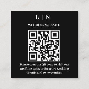 Minimal och Chic Svartvit QR-kod Bröllop Tilläggskort