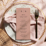 Minimal och Chic | Terracotta Bröllop Meny<br><div class="desc">Den här eleganten,  de moderna menykorten i bröllop eller menykorten för repetitionsmiddagar har en enkel terracotta och svart textdesign som exuderar minimalistiskt stil. Lägg till initialer eller monogram för att göra dem helt egna.</div>