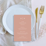 Minimal och Chic | Terracotta och White Menu Flygblad<br><div class="desc">Den här eleganten,  de moderna menykorten i bröllop eller menykorten för repetitionsmiddagar har en enkel terracotta och vit textdesign som utesluter minimalistiskt stil. Lägg till initialer eller monogram för att göra dem helt egna.</div>