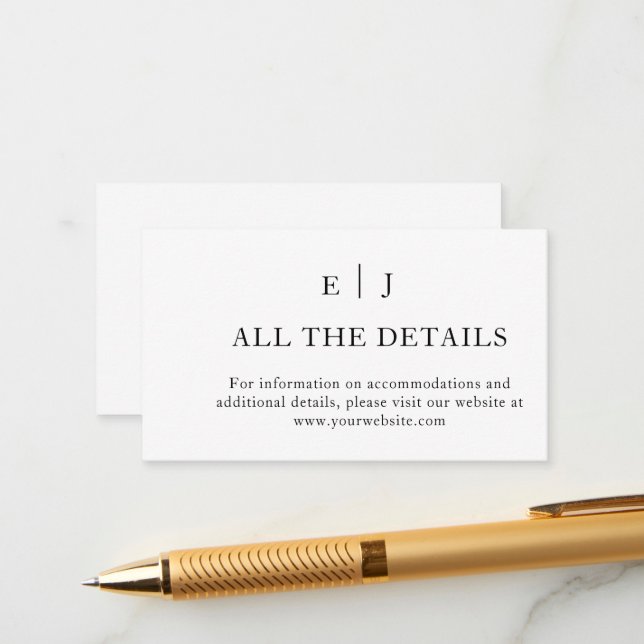 Minimal och Chic | Uppgifter om Svarta och vita Br Tilläggskort (Fram/Back In Situ)