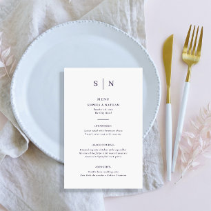Minimal och Chic Vit och Lila Bröllop Menu Flygblad