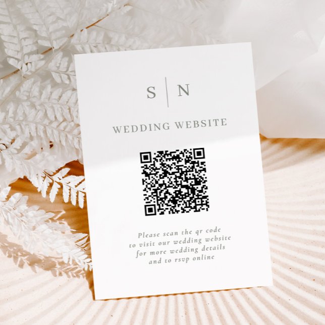 Minimal och Chic | Vit och sänd QR-kod Bröllop Tilläggskort (Skapare uppladdad)