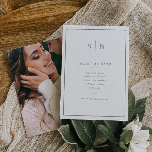 Minimal och Chic   Vit och säng Grönt med Photo Spara Datumet