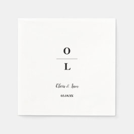 Minimal och Chic vit och svart Bröllop Pappersservett