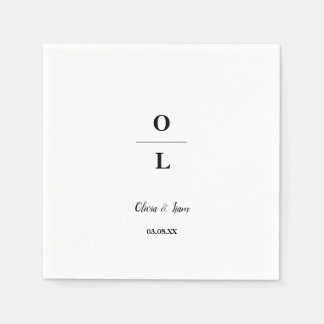 Minimal och Chic vit och svart Bröllop Pappersservett