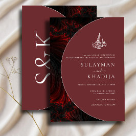 Minimal och Elegant Burgundy islamisk muslimsk Brö Inbjudningar