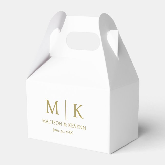 Minimal och Elegant Guld Monogram Bröllop Presentaskar (Framsidan Sidan)