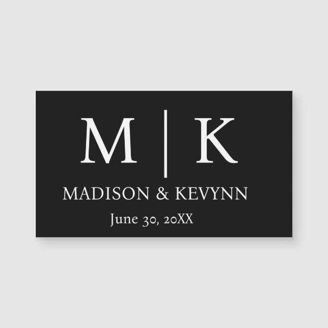 Minimal och Elegant, svart och vitt, Monogram Bröl (Framsida)