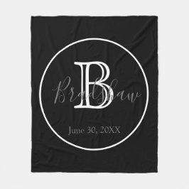 Minimal och Elegant, svart och vitt, Monogram Bröl Fleecefilt